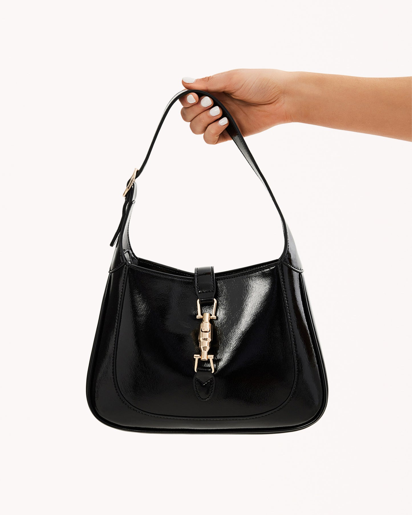 ALIX SHOULDER BAG - BLACK CRINKLE PATENT-Handbags-Billini-O/S-Billini
