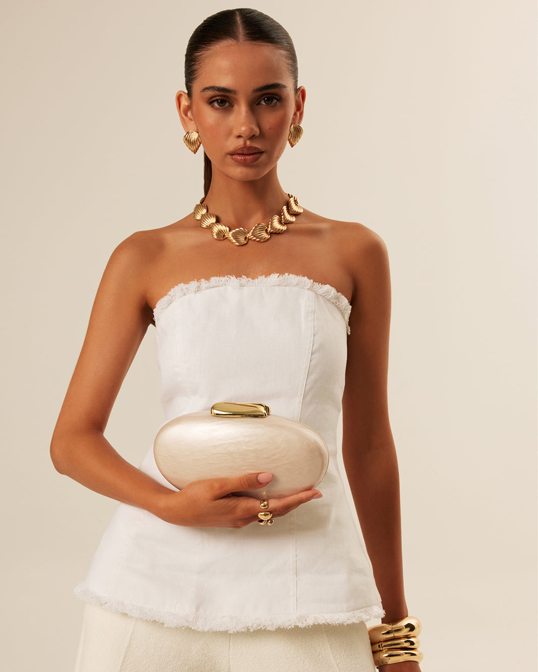 AMINA CLUTCH BAG - IVORY-Handbags-Billini-O/S-Billini