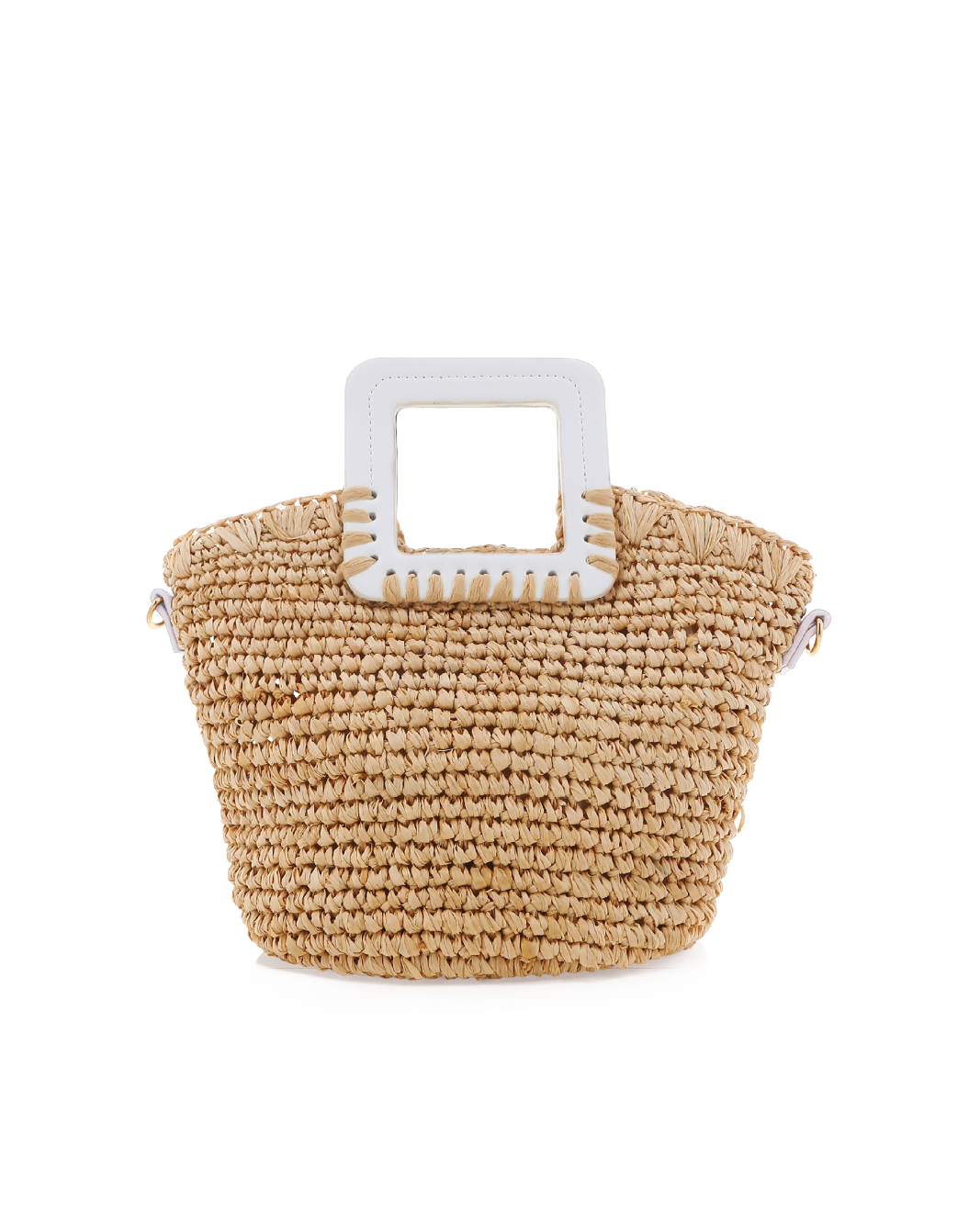 EVIE HANDLE BAG - NATURAL RAFFIA-WHITE-Handbags-Billini-Billini