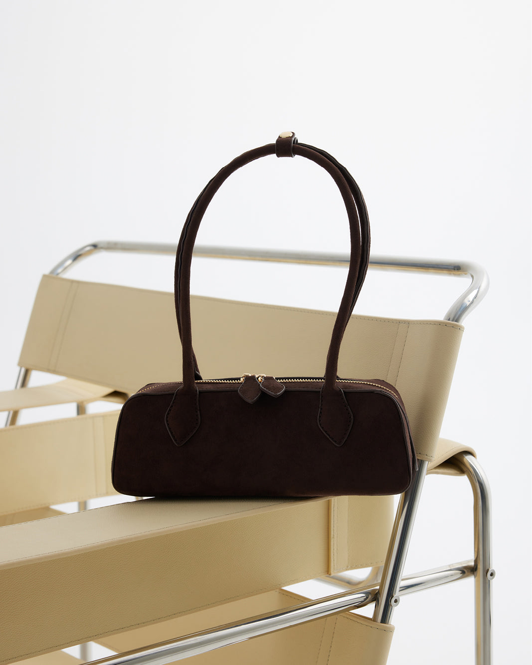 GIA SHOULDER BAG - DARK CACAO SUEDE-Handbags-Billini-Billini