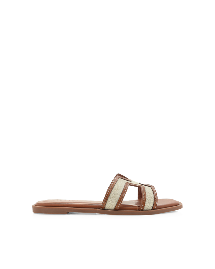GORDY WIDE FIT - NATURAL LINEN-TAN-Sandals-Billini-Billini