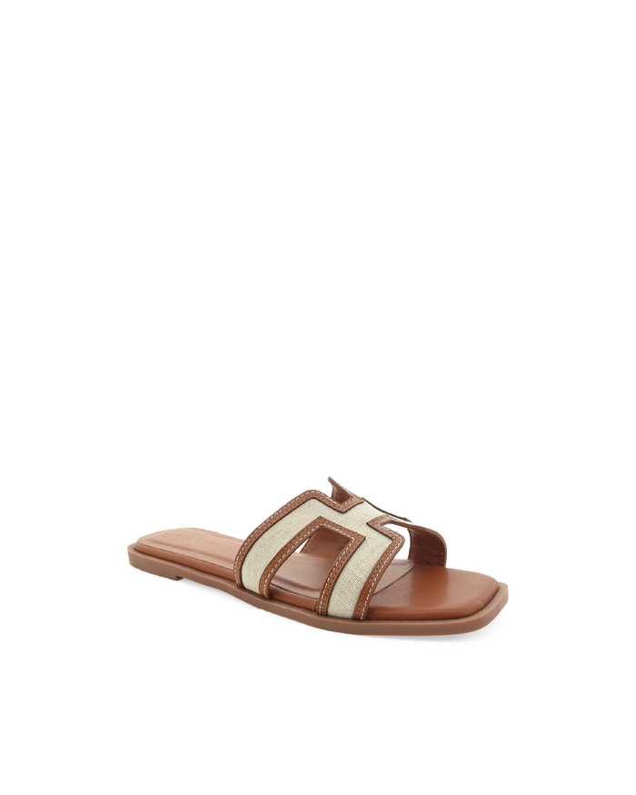 GORDY WIDE FIT - NATURAL LINEN-TAN-Sandals-Billini-Billini