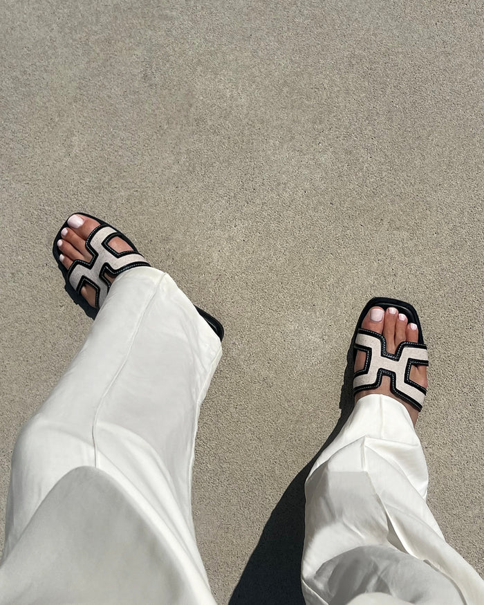 GORDY - WHEAT LINEN-BLACK-Sandals-Billini-Billini