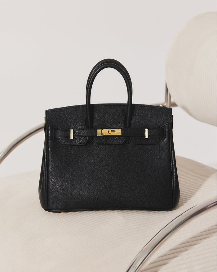 HAMPTON HANDLE BAG - BLACK PEBBLE-Handbags-Billini-Billini