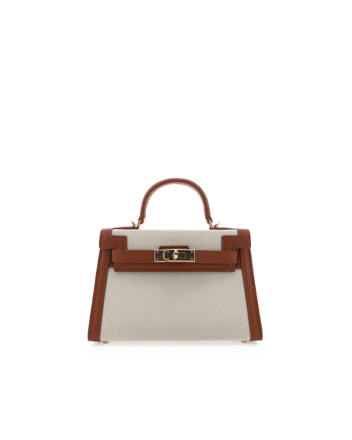 HARIETTE HANDLE BAG - NATURAL LINEN-TAN-Handbags-Billini-O/S-Billini