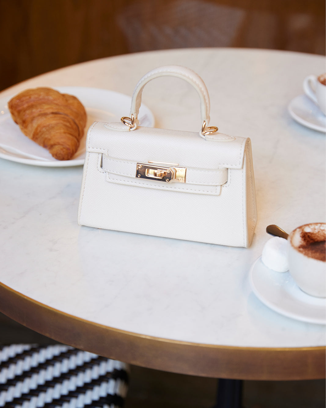 HARIETTE MINI HANDLE BAG - BONE SAFFIANO-Handbags-Billini-Billini