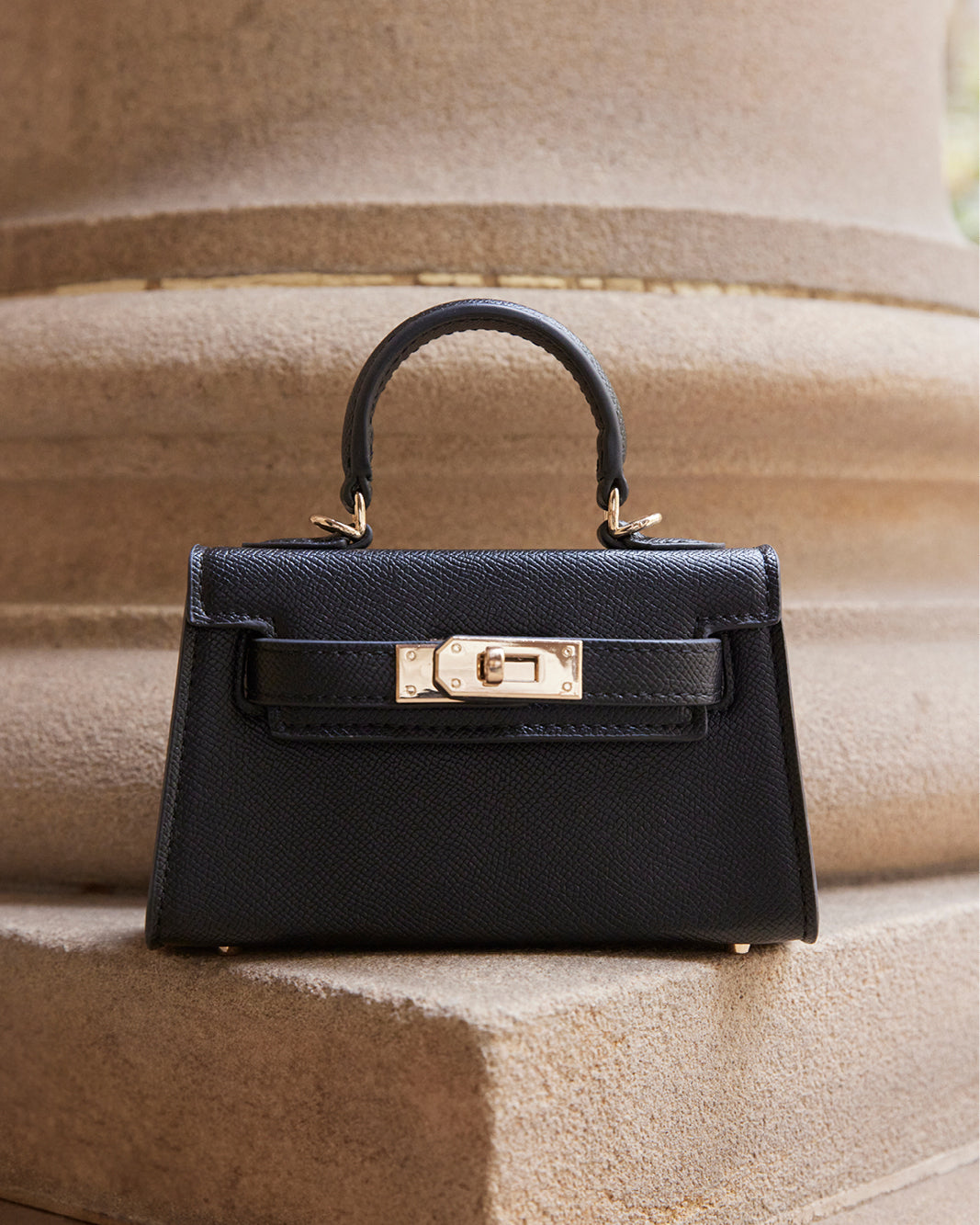 HARIETTE MINI HANDLE BAG - BLACK SAFFIANO-Handbags-Billini-Billini