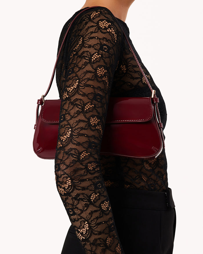 SABELLA SHOULDER BAG - CHERRY PATENT-GOLD-Handbags-Billini-Billini