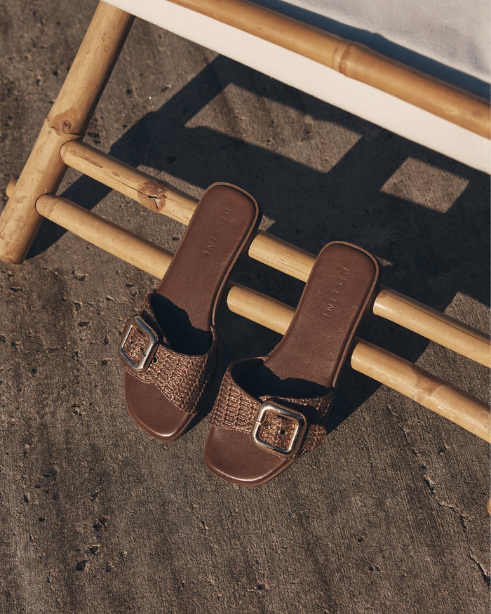 VASILI - CHOCOLATE RAFFIA-Sandals-Billini-Billini