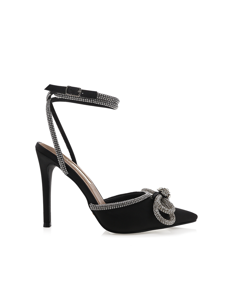 Black satin pumps sales 2 inch heel