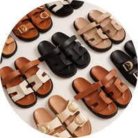 Tan and Brown Sandals & Slides