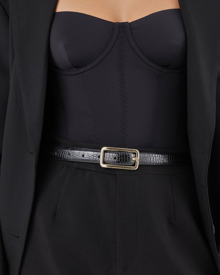 ADA BELT - BLACK CROC SHINE-GOLD