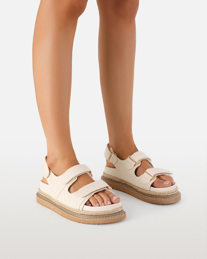 ALEJANDRA - CREAM RAFFIA-Sandals-Billini-Billini
