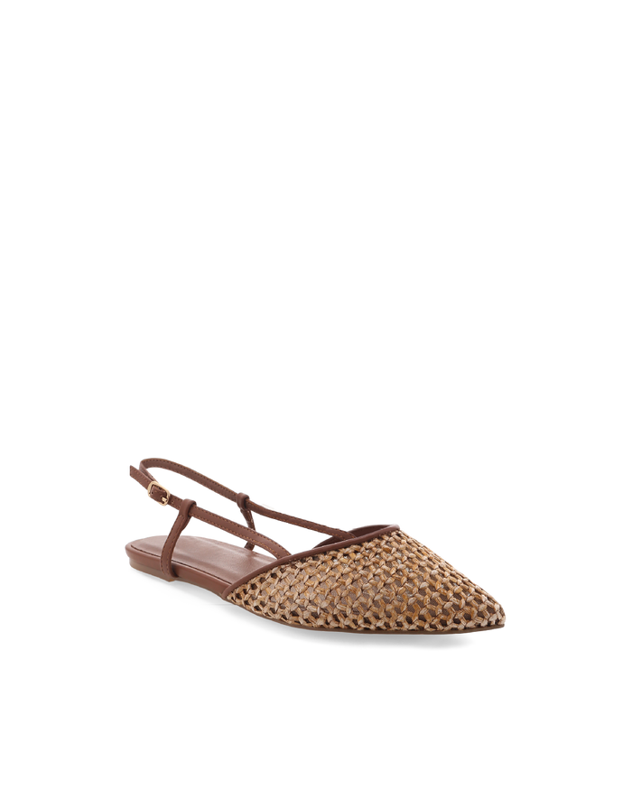 ALISON - DARK TAN-NATURAL RAFFIA-Flats-Billini-Billini