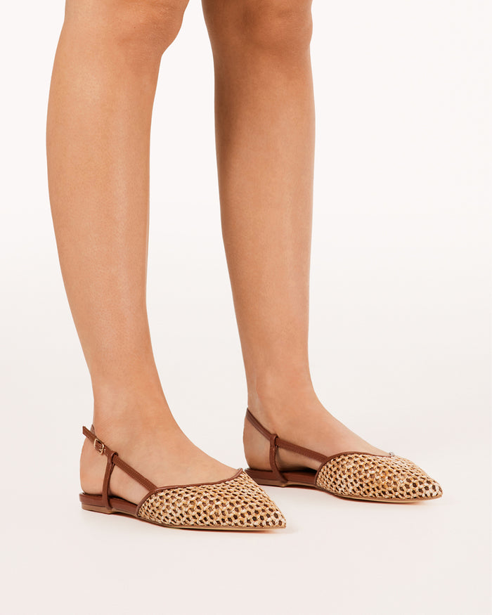 ALISON - DARK TAN-NATURAL RAFFIA-Flats-Billini-Billini