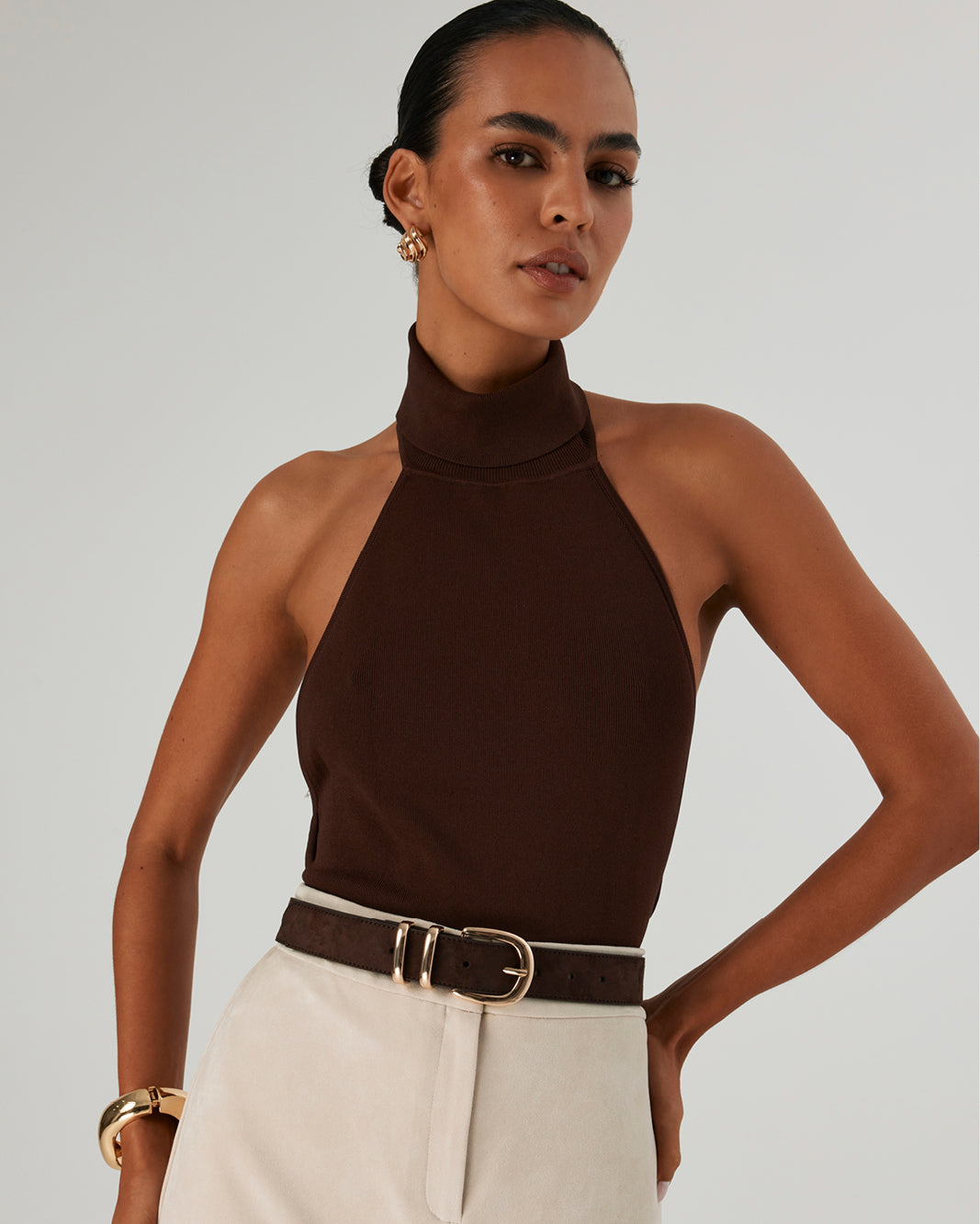 AMANI BELT - DARK CACAO SUEDE-GOLD-BELTS-Billini-Billini