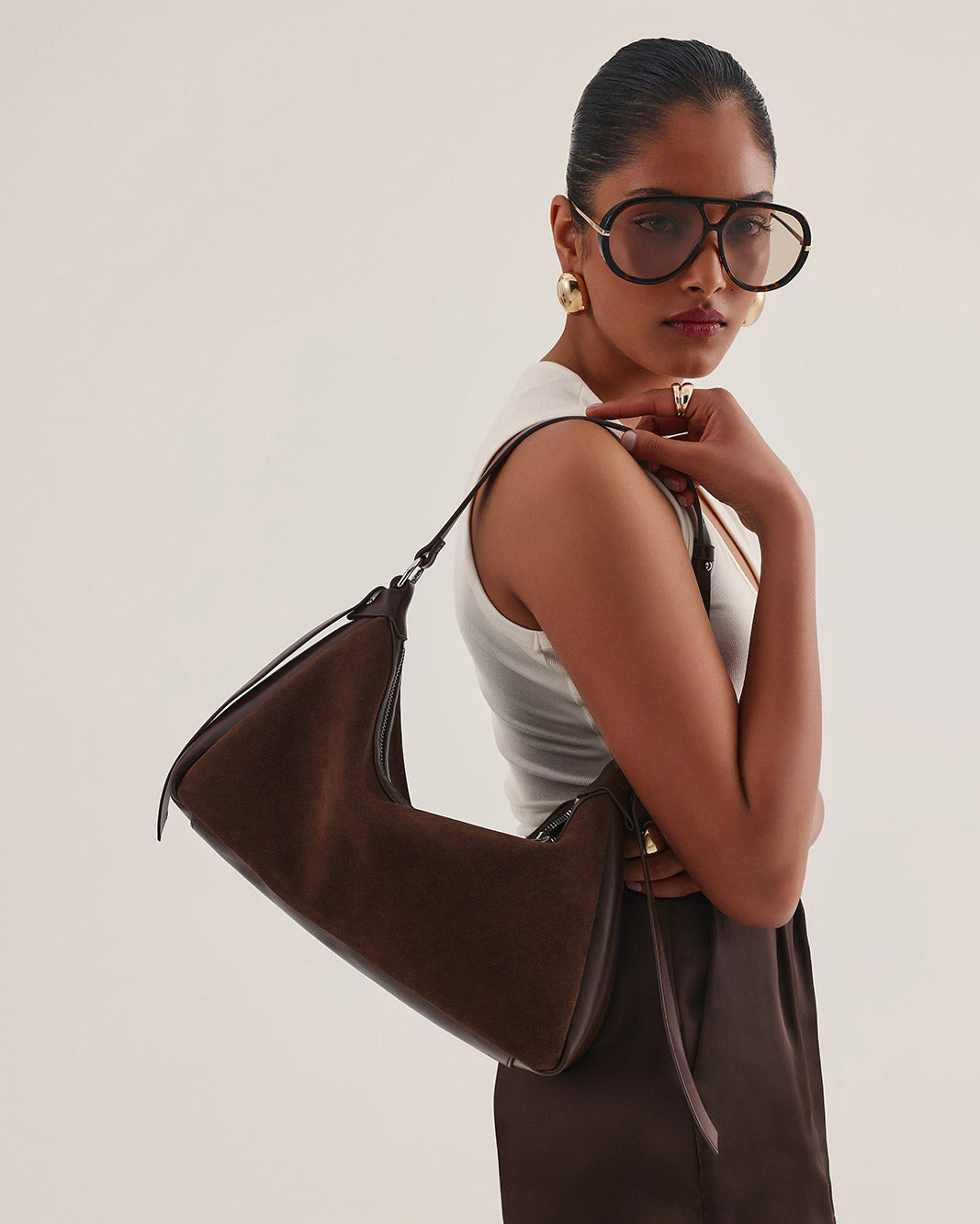 ANINE SHOULDER BAG - MAHOGANY SUEDE-Handbags-Billini-Billini