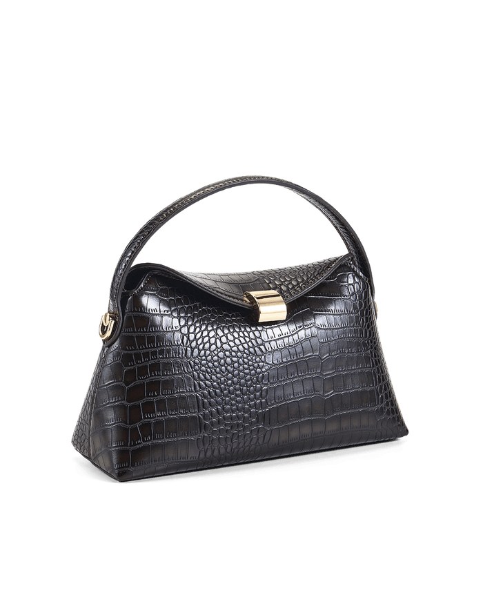 ANNALISE HANDLE BAG - DARK CACAO CROC-Handbags-Billini-Billini