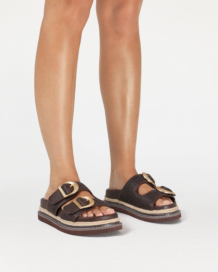 ANORA - CHOCOLATE RAFFIA-Sandals-Billini-Billini