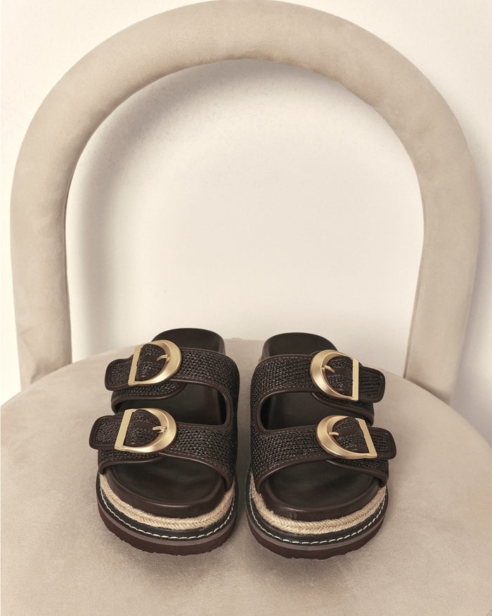 ANORA - CHOCOLATE RAFFIA-Sandals-Billini-Billini