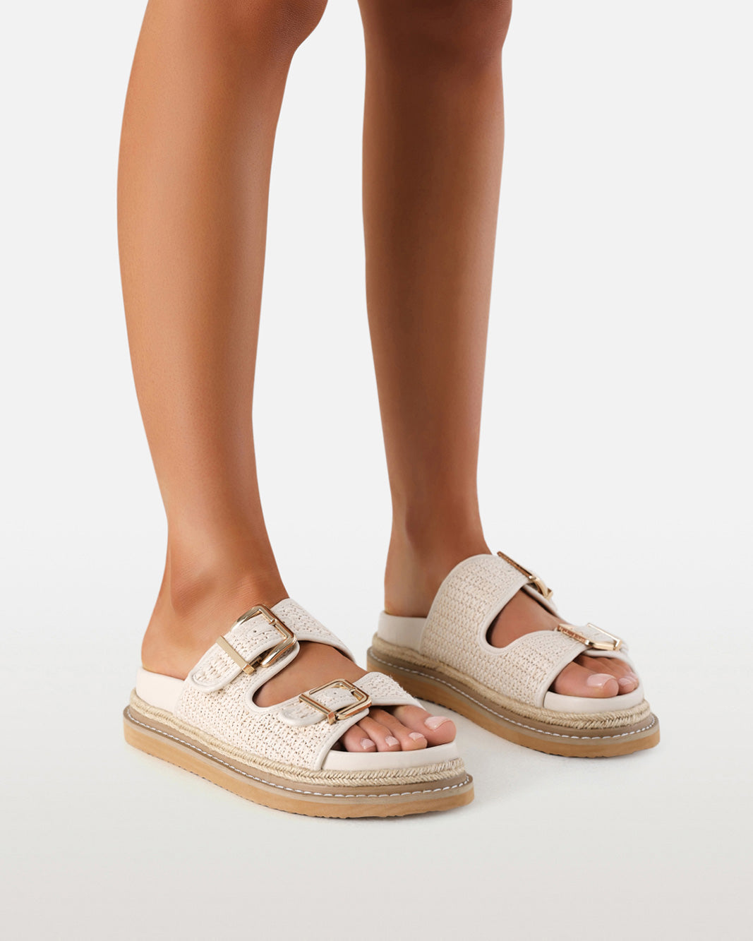 APPLE - CREAM RAFFIA-Sandals-Billini-Billini