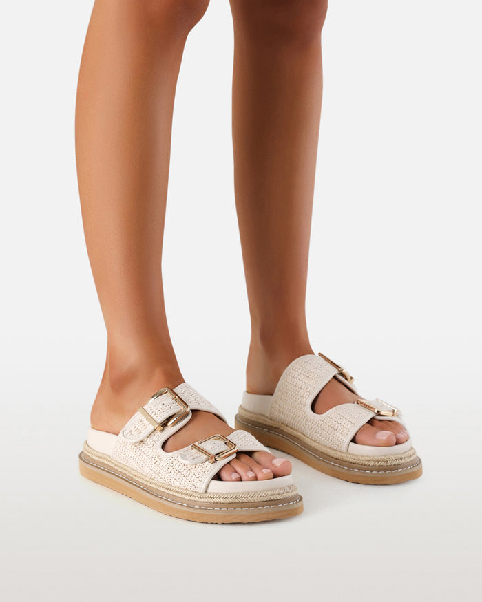 APPLE - CREAM RAFFIA-Sandals-Billini-Billini