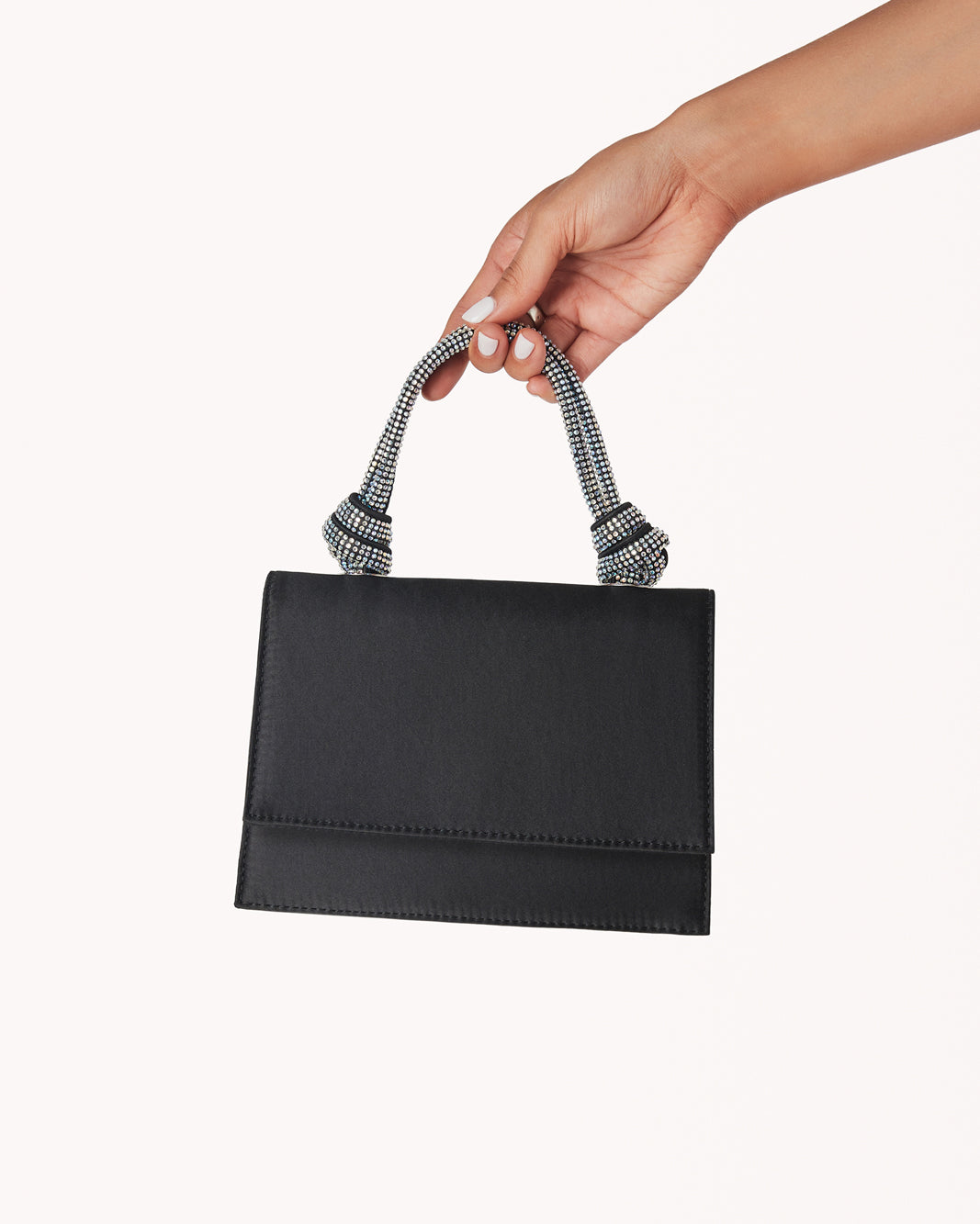ARIATTA HANDLE BAG - BLACK-SILVER DIAMANTE-Handbags-Billini-O/S-Billini