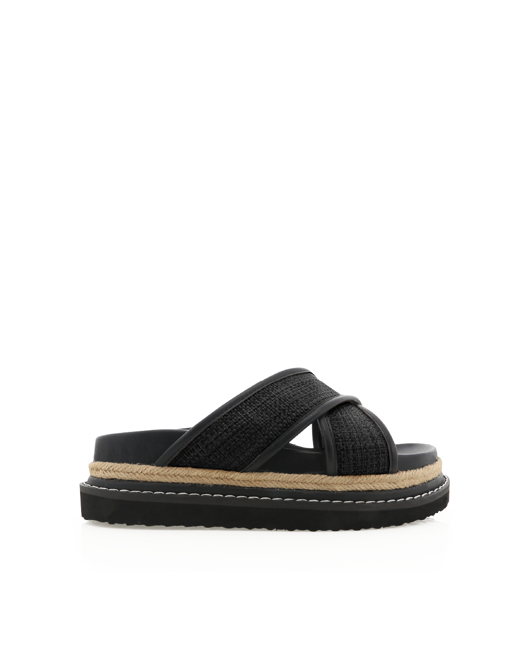 AYSHA - BLACK RAFFIA-Sandals-Billini-Billini