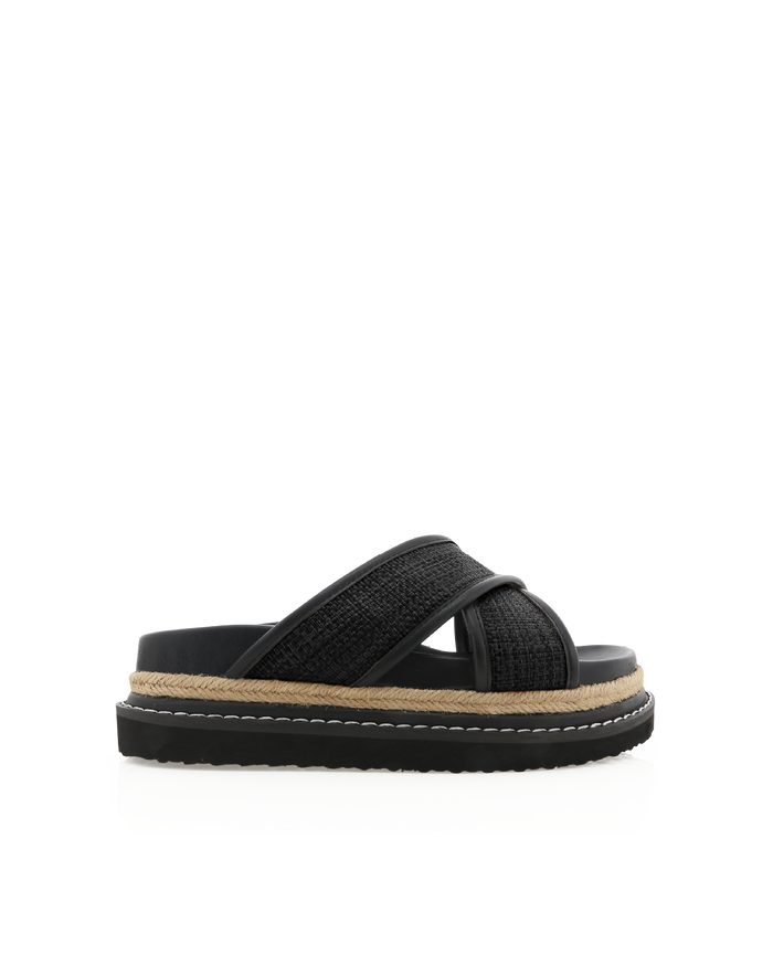 AYSHA - BLACK RAFFIA-Sandals-Billini-Billini
