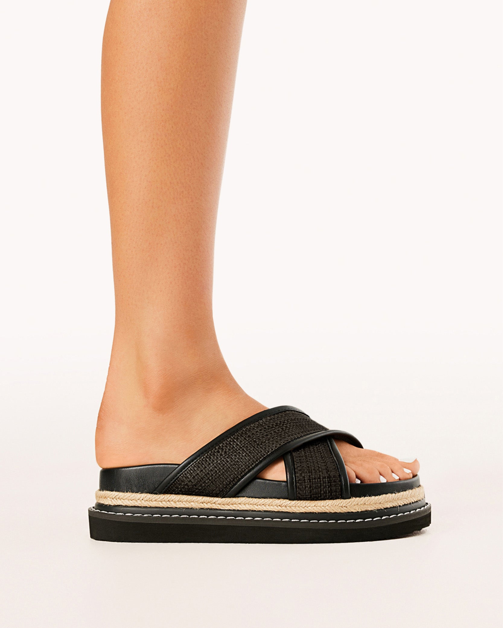 AYSHA - BLACK RAFFIA-Sandals-Billini-Billini