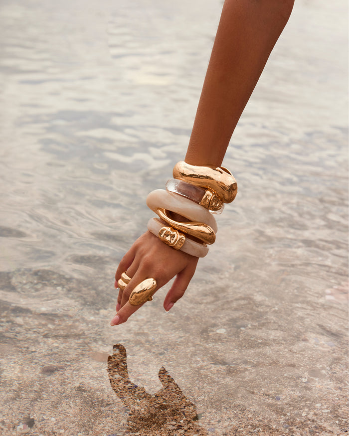 ARIAH BANGLE - CLEAR-GOLD PLATED 18K-JEWELLERY-Billini-O/S-Billini