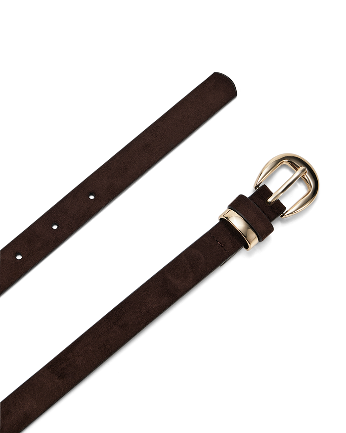 BELLA BELT - DARK CACAO SUEDE-GOLD-BELTS-Billini-Billini