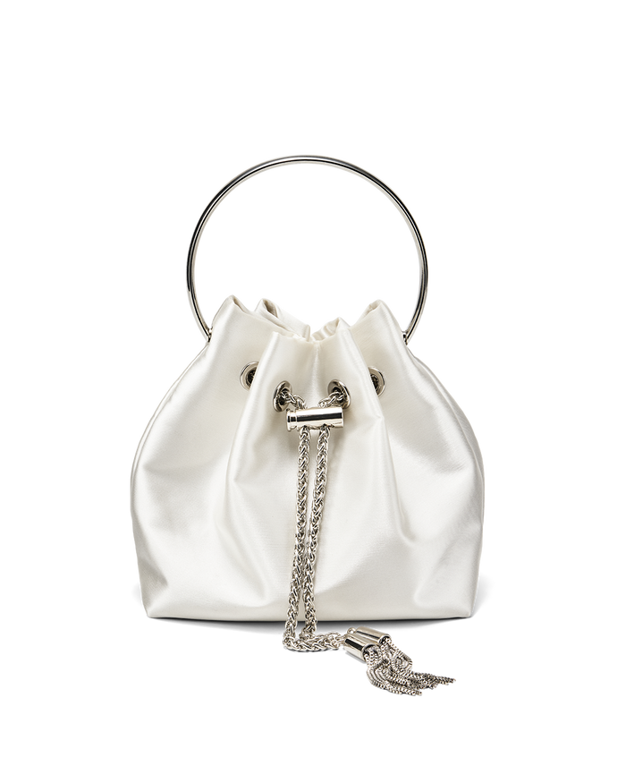 CALYX HANDLE BAG - WHITE SATIN-Handbags-Billini-Billini