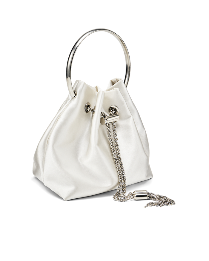 CALYX HANDLE BAG - WHITE SATIN-Handbags-Billini-Billini