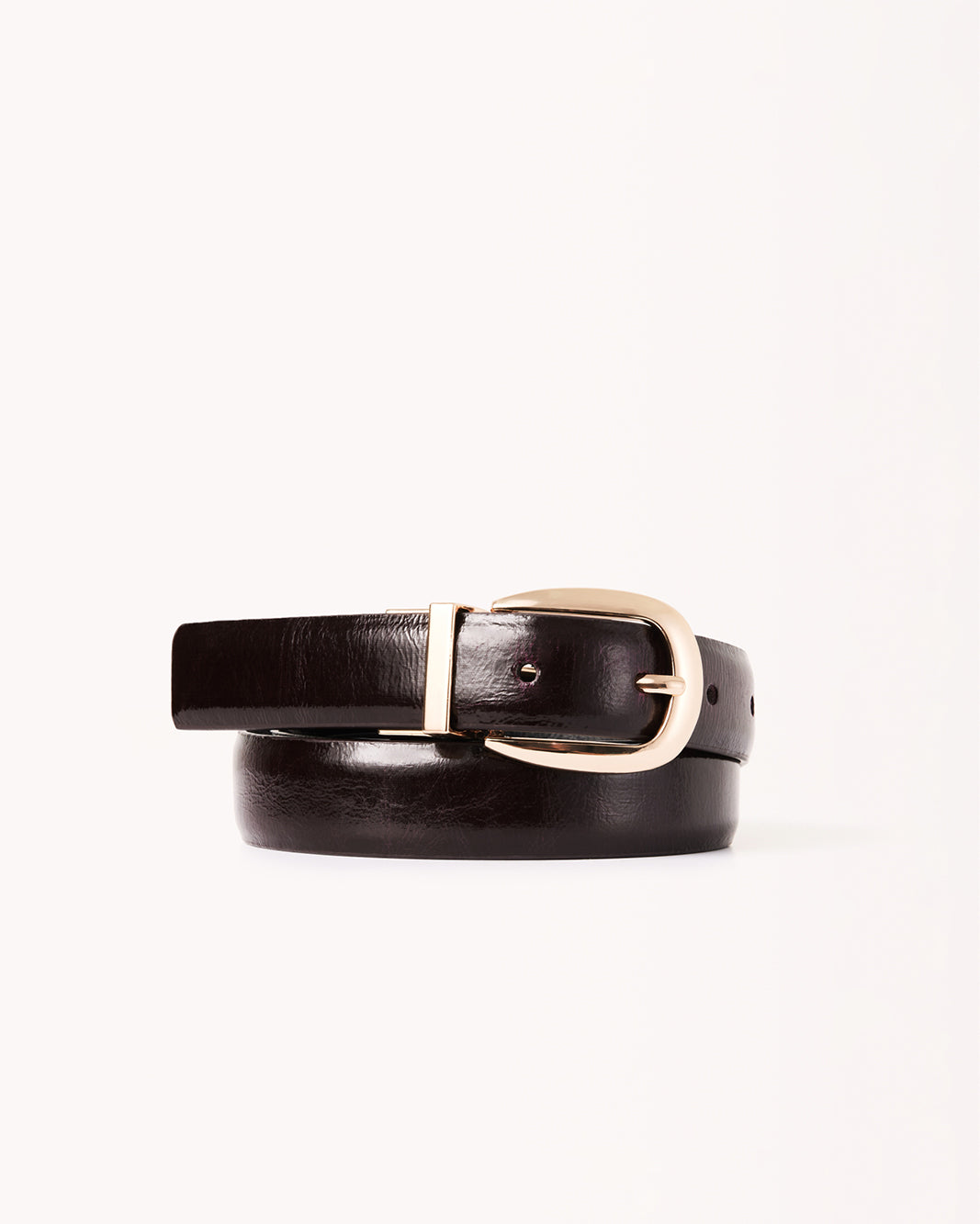 CAROLINE REVERSIBLE BELT - MERLOT PATENT-BLACK-GOLD-BELTS-Billini-Billini