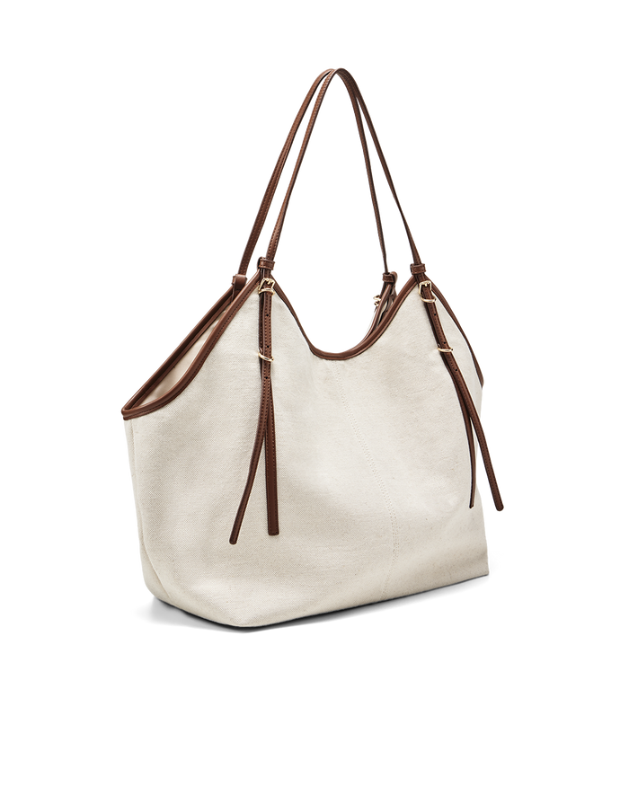 CASSANDRA SHOULDER BAG - CREAM LINEN-TAN-Handbags-Billini-Billini