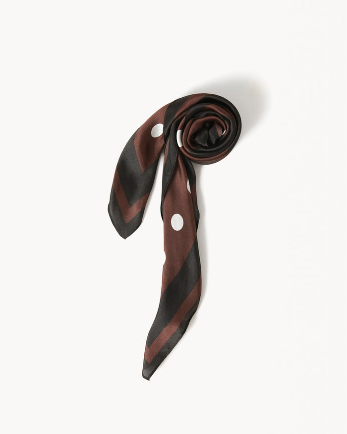 CASSIE SILK SCARF - CHOCOLATE POLKA DOT-Accessories-Billini-Billini