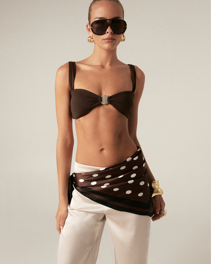 CASSIE SILK SCARF - CHOCOLATE POLKA DOT-Accessories-Billini-Billini
