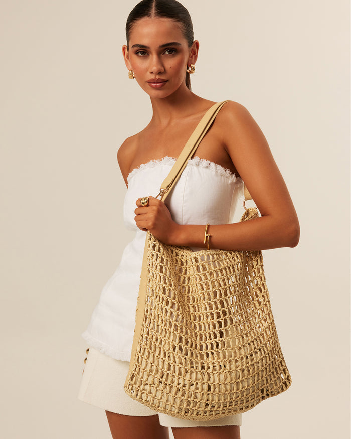 CHLOE SHOULDER BAG - NATURAL RAFFIA-Handbags-Billini-O/S-Billini