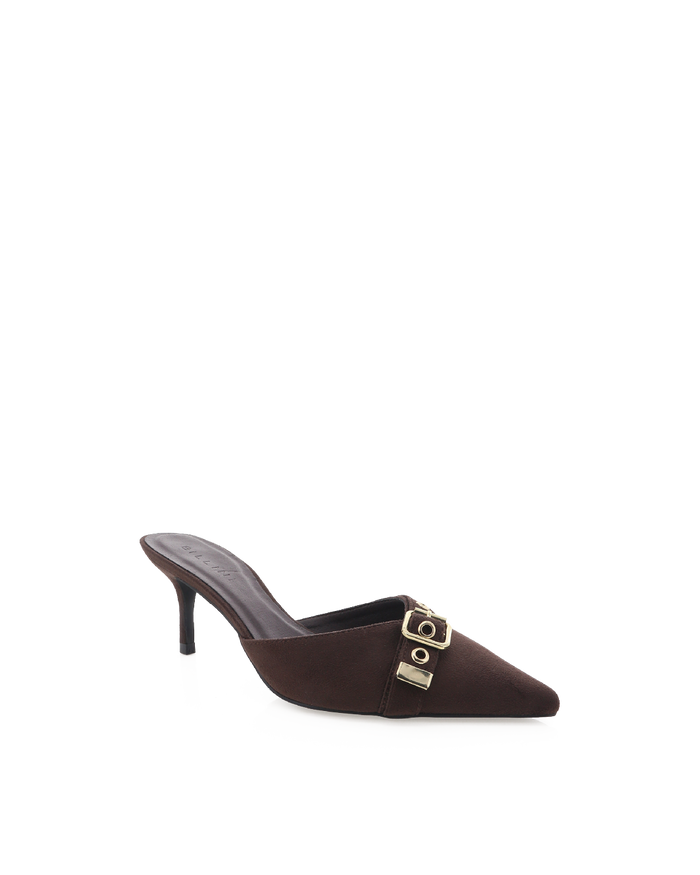 DAIJA - DARK CACAO SUEDE-GOLD-PUMPS-Billini-Billini