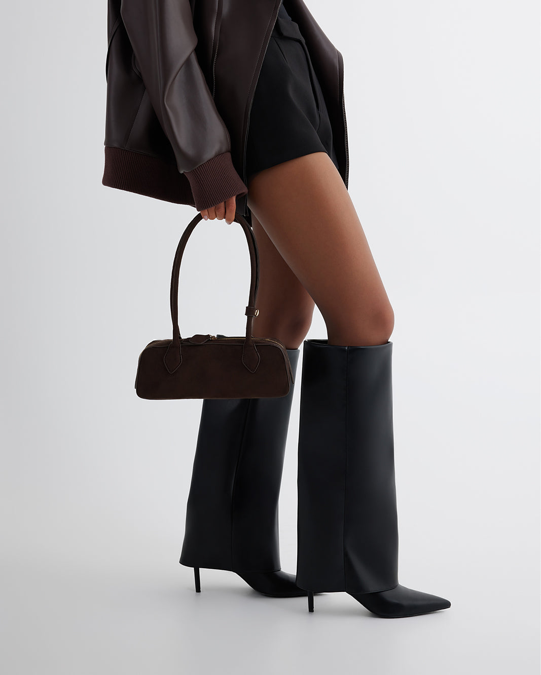 GIA SHOULDER BAG - DARK CACAO SUEDE-Handbags-Billini-Billini