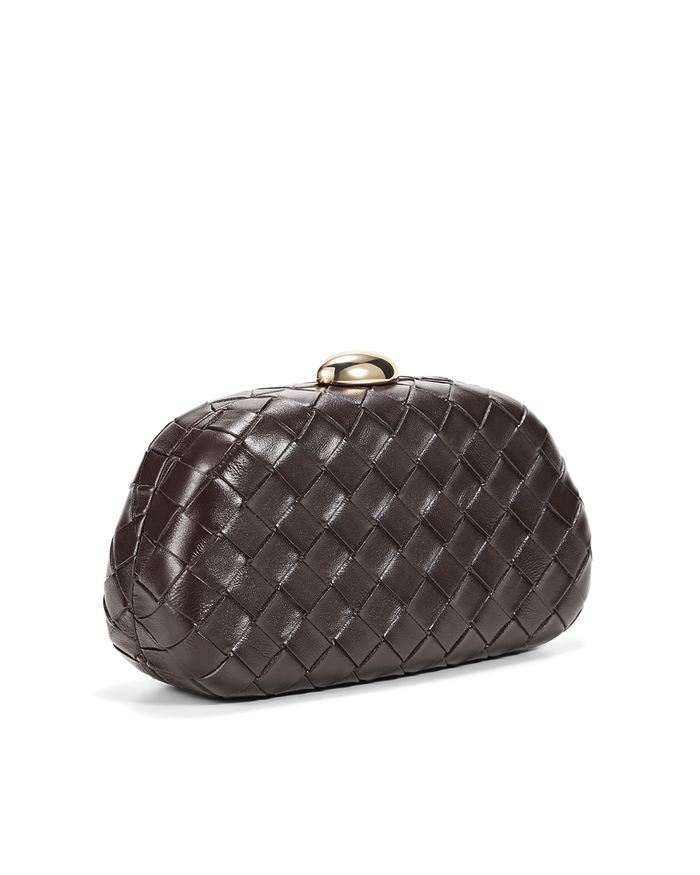 BRIAR CLUTCH BAG - DARK CACAO-GOLD