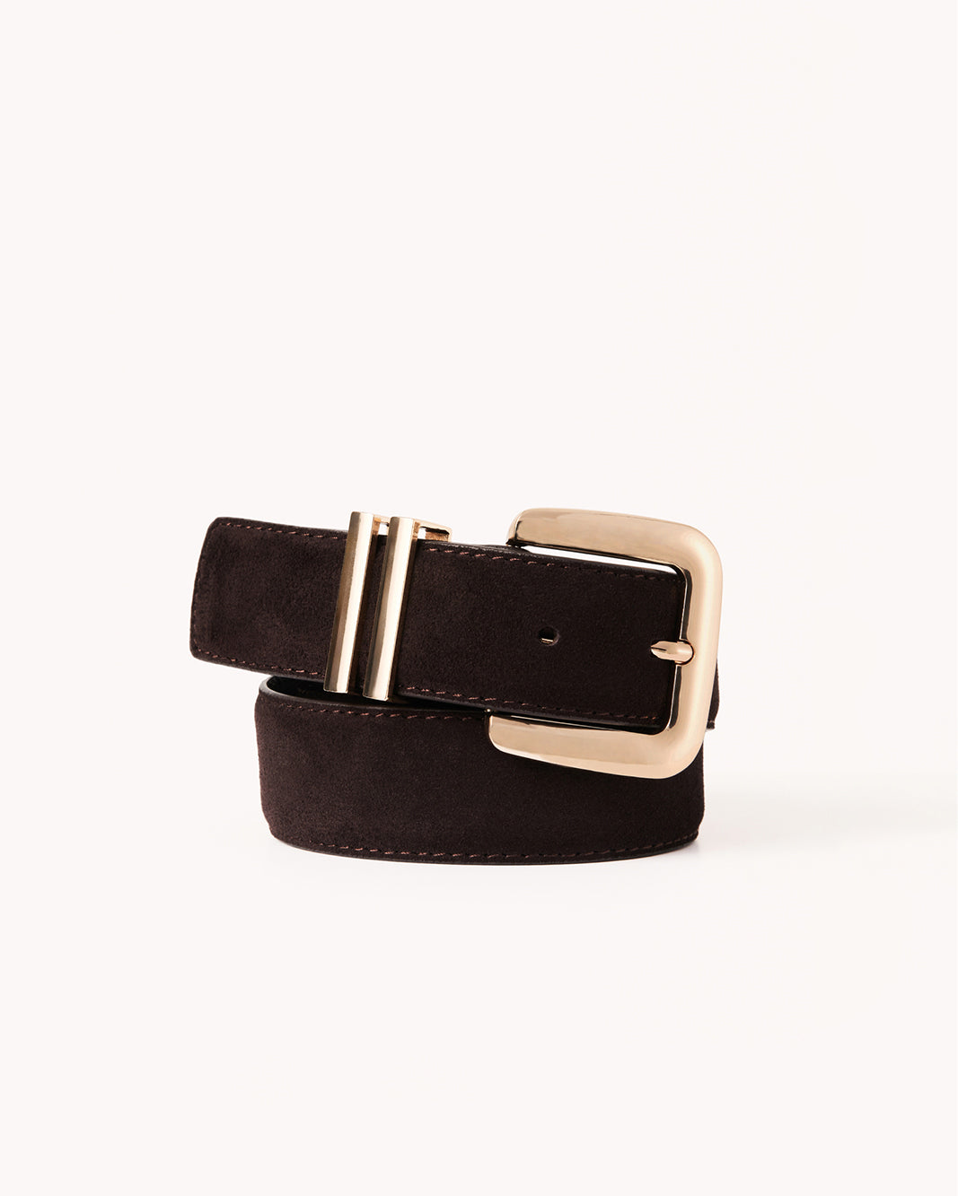 DELTA BELT - DARK CACAO SUEDE LEATHER-GOLD-BELTS-Billini-Billini