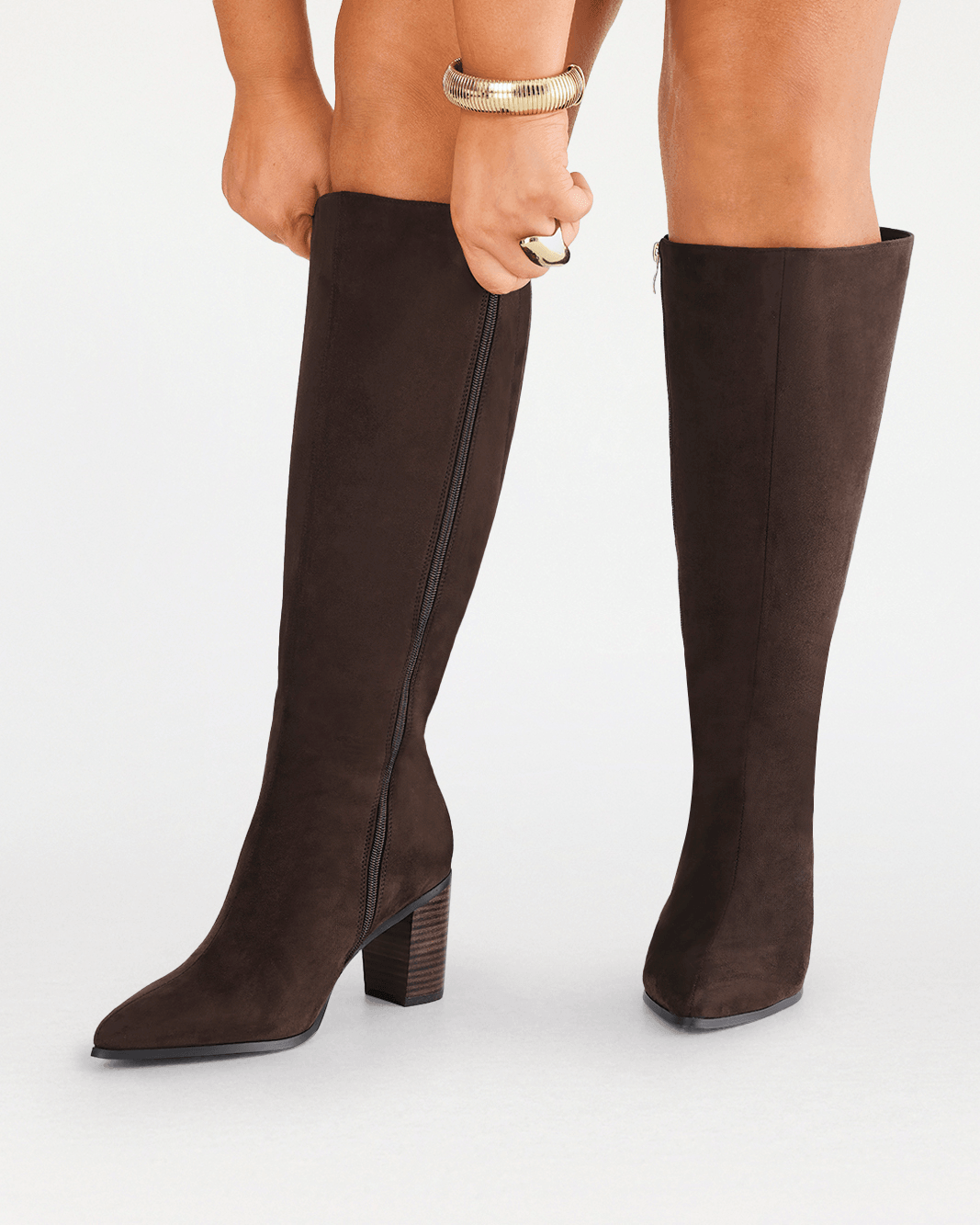 DESTINY EXTENDED CURVE - DARK CACAO SUEDE-Boots-Billini-Billini