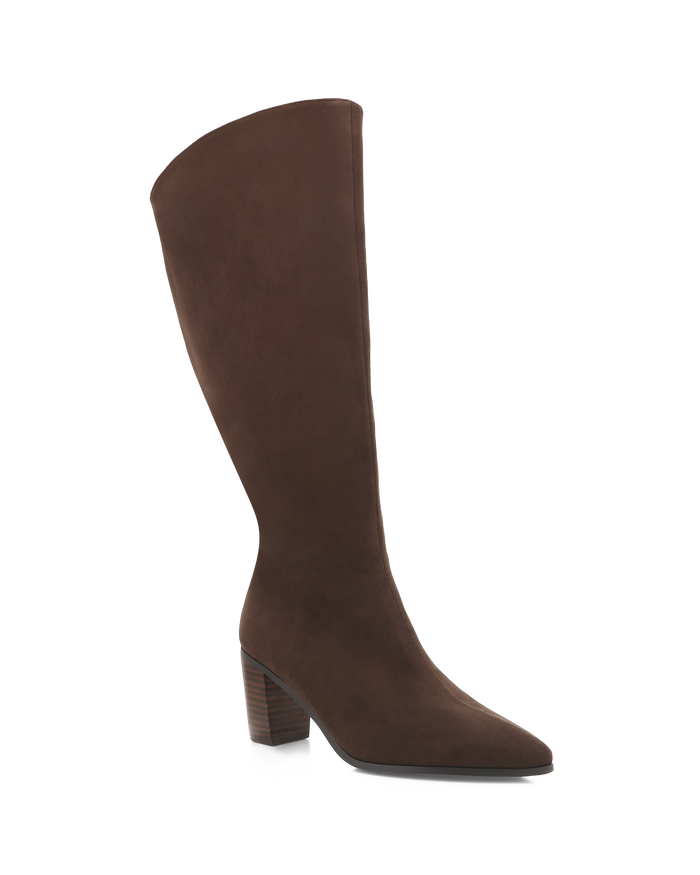 DESTINY EXTENDED CURVE - DARK CACAO SUEDE-Boots-Billini-Billini