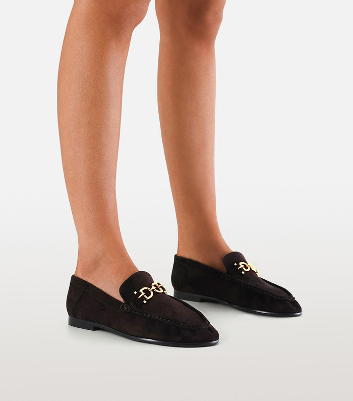 DEVORAH - DARK CHOCOLATE SUEDE-Flats-Billini-Billini