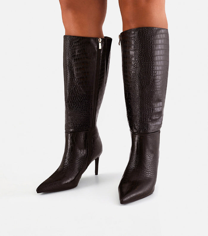 DILAN CURVE - DARK CACAO CROC-Boots-Billini-Billini