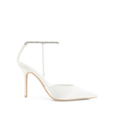WHITE SATIN-SILVER DIAMANTE