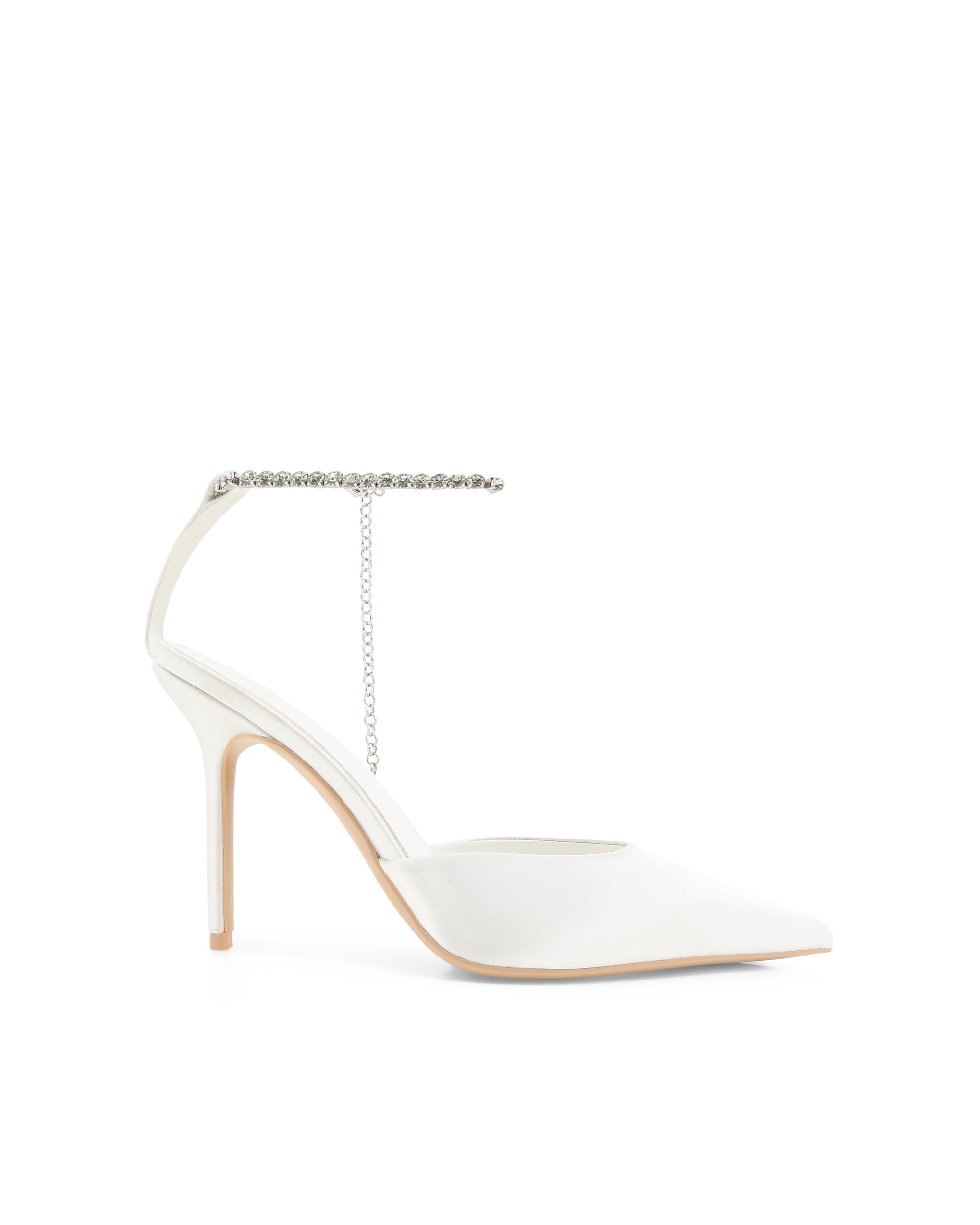 DUTCH - WHITE SATIN-SILVER DIAMANTE-PUMPS-Billini-Billini
