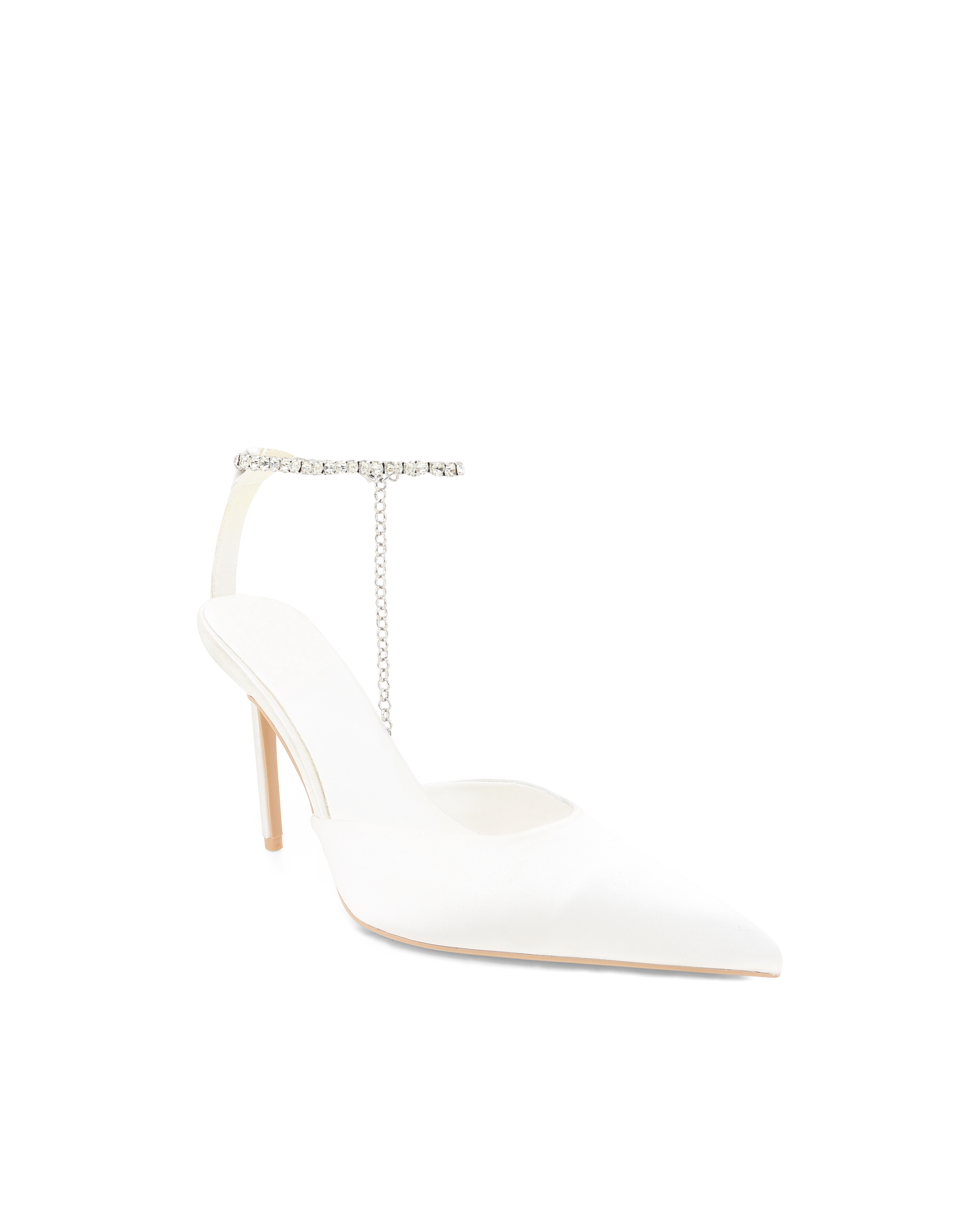 DUTCH - WHITE SATIN-SILVER DIAMANTE-PUMPS-Billini-Billini